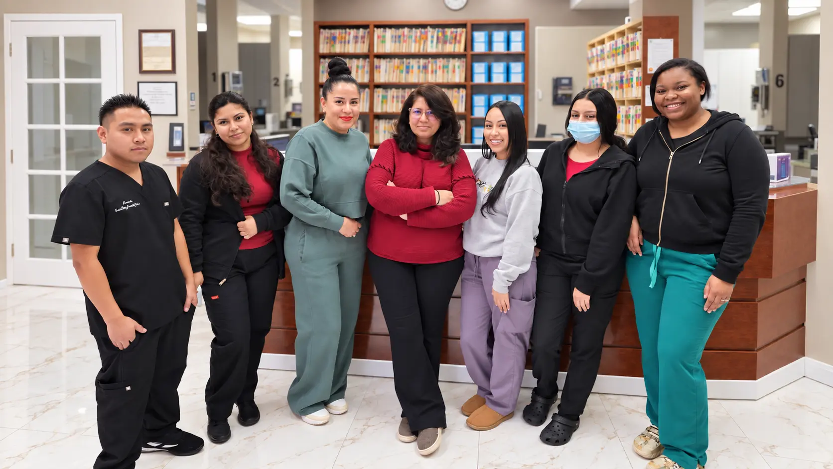 The team at East Bay Family Dentistry at their Oakland reception desk